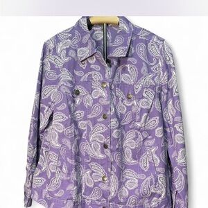Jessica London Purple Paisley Denim Jacket Women’s 18W